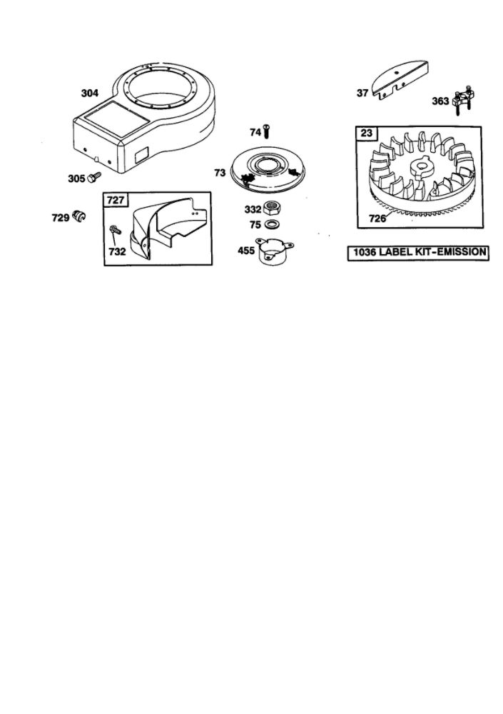 Flywheel Diagram and Parts List for 198707-0141  Briggs and Stratton Engine